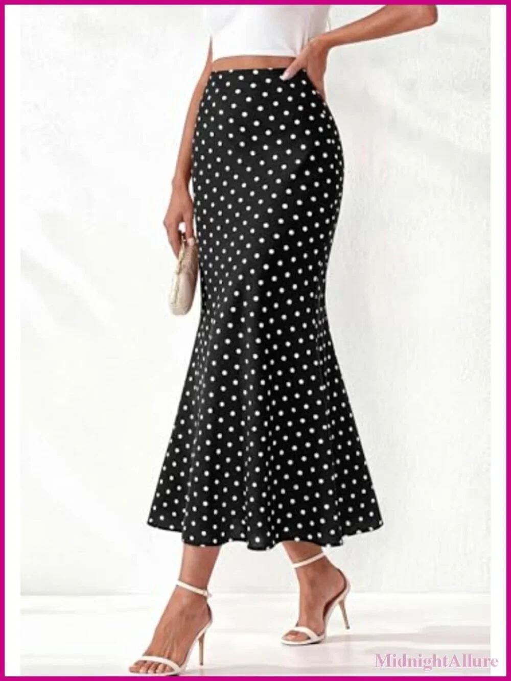 Lightweight A-Line Midi Skirt Satin High Waisted Wedding Guest